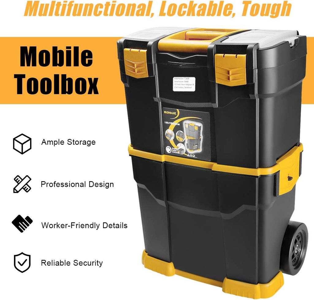 Stackable Rolling Tool Storage Case with Removable Tray X412742
