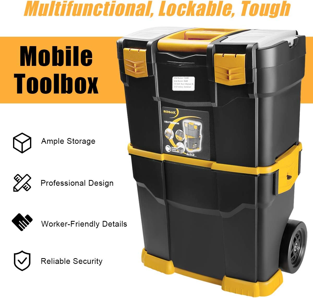 Stackable Rolling Tool Storage Case with Removable Tray X412742