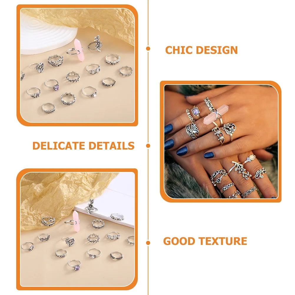 15 Pcs Beaded Alloy Knuckle Rings Y55760