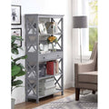 Five-Tier Bookcase with Drawer in Gray Wood X970478