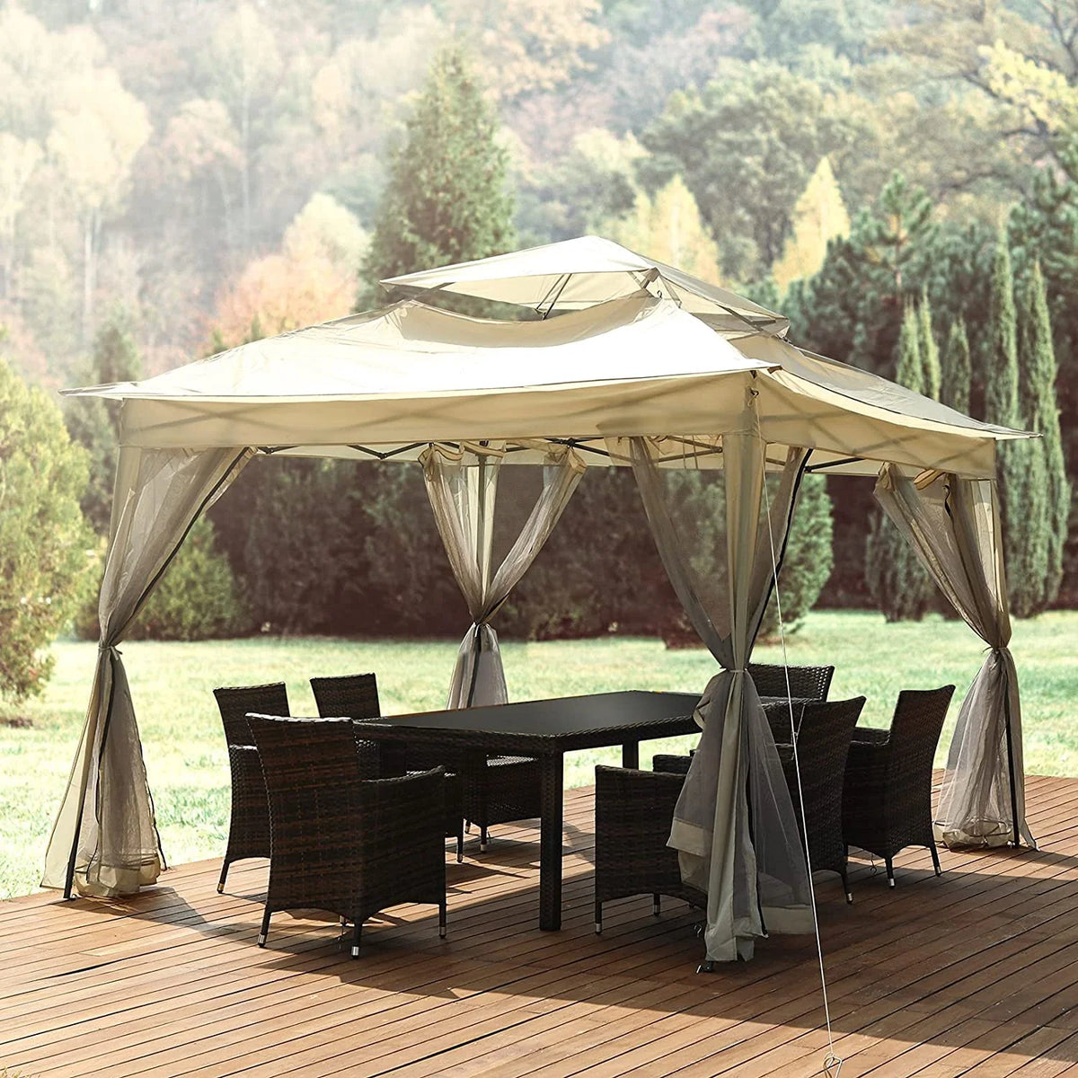 11 x 11 Outdoor Pop Up Gazebo Canopy Tent with Mosquito Netting X28102